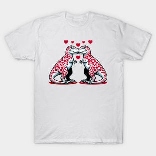 Dinosaur Love T-Shirt, Cute T-Rex Graphic Tee, Unisex Adult Clothing, Valentine's Day Shirt, Heart Pattern, Novelty Top T-Shirt